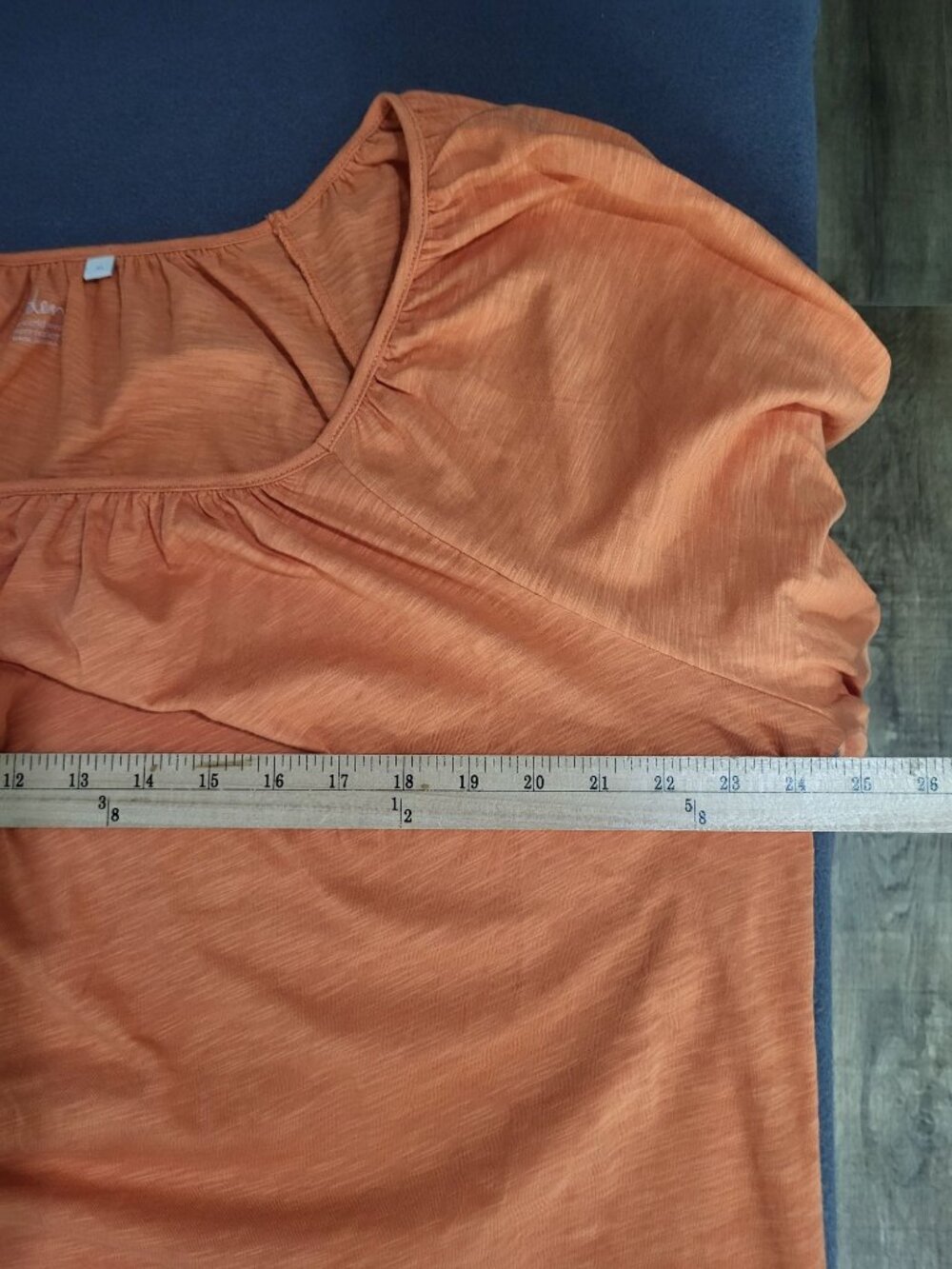 Boden Women's XL Cotton Slub Puff Sleeve Blouse Top Orange Peasant Boho Cottage - Picture 7 of 9